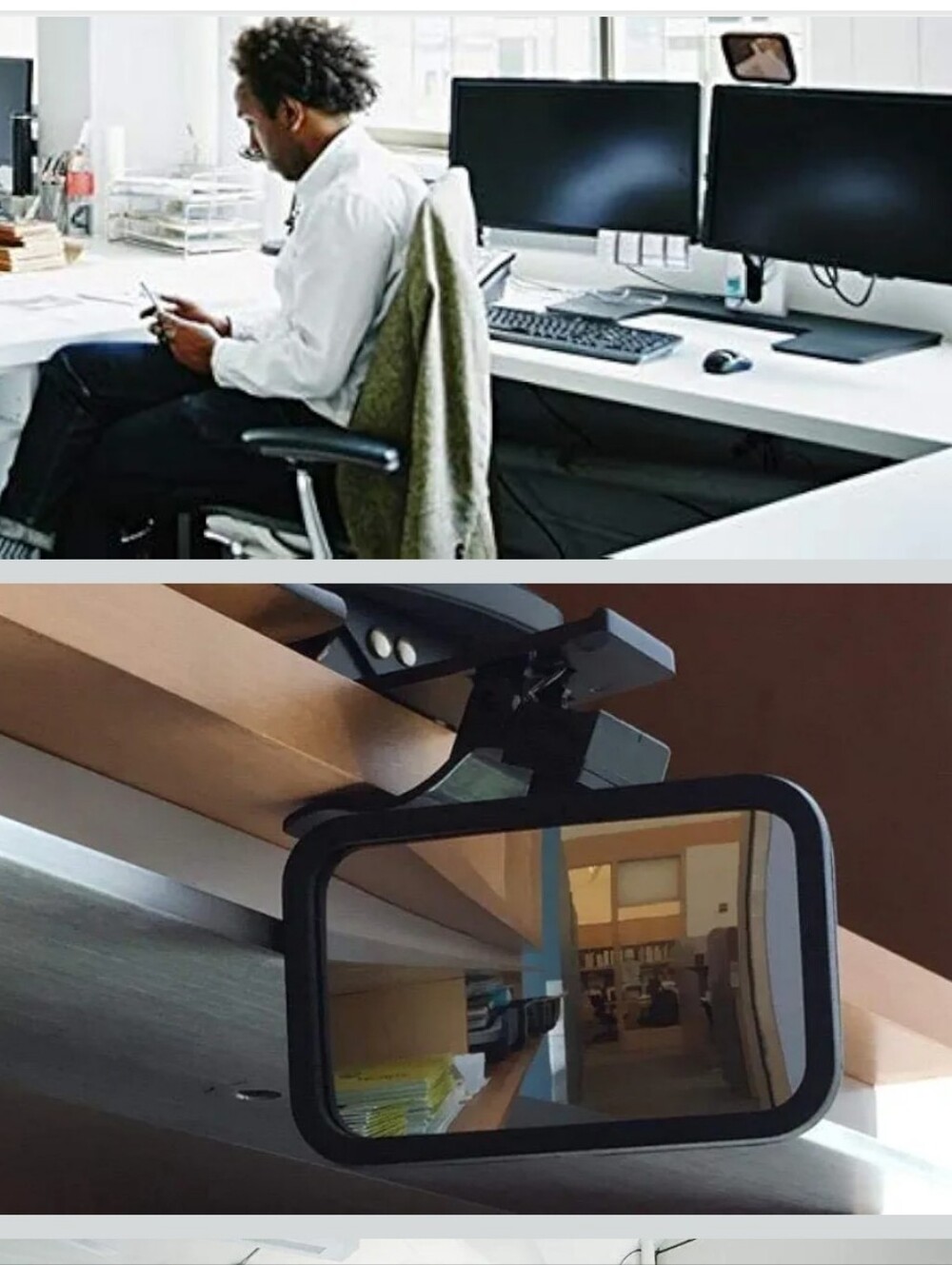 Universal Clip On Rearview Mirror For- PC Monitor Laptop Screens Or Anywhere